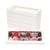 50 boîtes en carton blanc de 12x5x1,5 pouces pour produits agricoles, boulangerie, macarons, gâteaux, brownies, chocolat, avec fenêtre et lamination mate