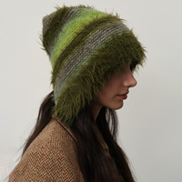 Yihaoyi à la mode acrylique doux tricot peluche oreille Protection hiver chapeaux femmes personnalité bonnets