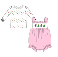 Puresun 2026 Boutique Robe de Noël pour Filles Rose à Pois Brodés Ensemble Vêtements Enfant Bébé Barboteuse Tenues