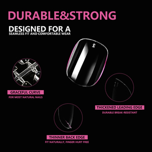 JIEYU PMMA/ABS <span class=keywords><strong>Faux</strong></span> <span class=keywords><strong>ongles</strong></span> courts à pointes, style français ovale, réutilisables, pour le personnel hôtelier, les professionnels et le salon de manucure à domicile, DIY - Product Image 5