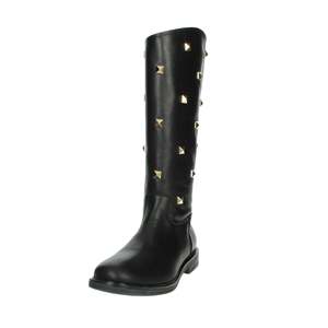 Florens Girls' Boots F6424 Black <b>Leather</b> Knee High With Gold Studs For Winter Wear - Product Image 6