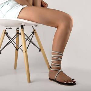 <span class=keywords><strong>Sandalias</strong></span> <span class=keywords><strong>planas</strong></span> de gladiador con tira cruzada de diamantes de imitación para mujer, con anillo y punta redonda, OEM/ODM - Product Image 4