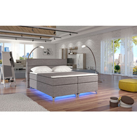 Meubles de chambre à coucher d'intérieur modernes en tissu de haute qualité Lit double à sommier en tissu grande taille avec lumières LED