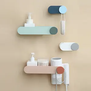 ABS Mini Plastic Bathroom Storage Shelf Wall-Mounted Hairdryer Holder Rack