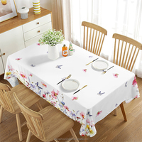 Nappe décorative haut de gamme imperméable à l'eau de fleurs florales en couverture de Table lavable aquarelle verte pour décor de dîner de pique-nique de fête