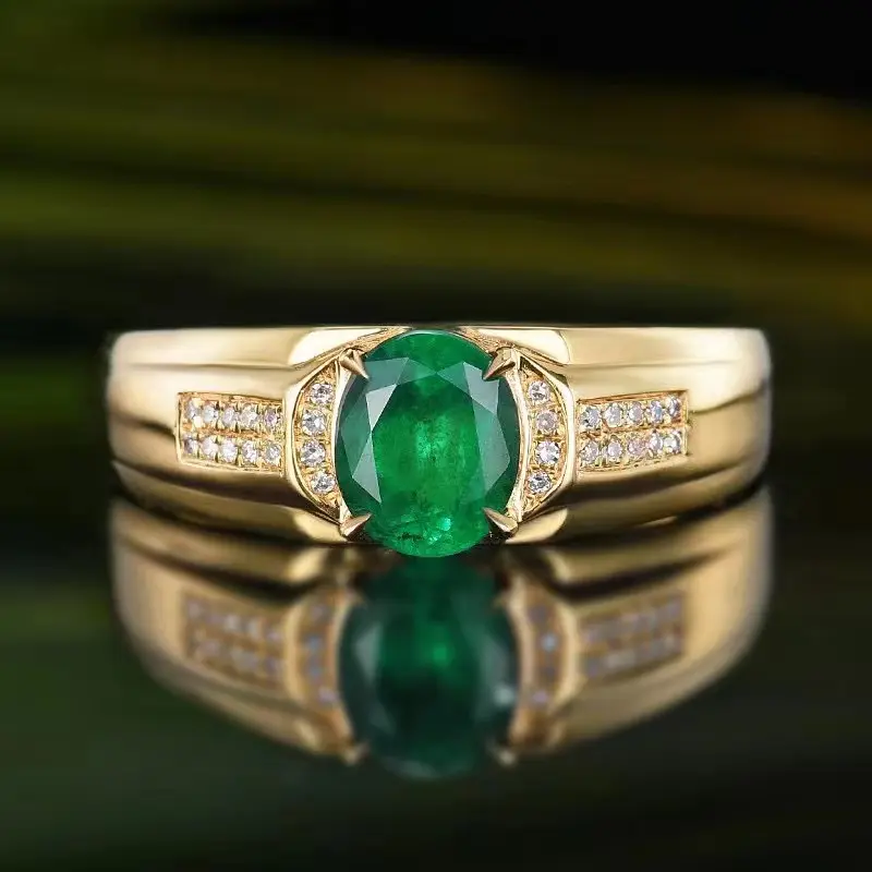 SGARIT, la más Nueva joyería de boda de lujo Zambia 18K oro 1.06ct Esmeralda natural hombres anillo piedras preciosas naturales joyería 18K anillos de oro