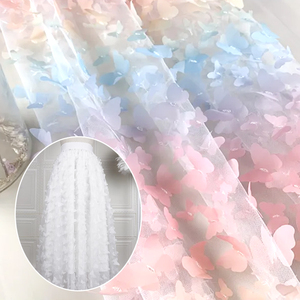 <span class=keywords><strong>2025</strong></span> mới được thiết kế nóng bán 3D hoa ren vải 100% polyester 2 cách co giãn lưới bướm ánh sáng vải - Product Image 1