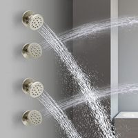 Jet de douche mural rond HOMEDEC en laiton nickel brossé avec tête de massage pivotante, lot de 4