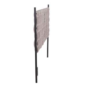 LumiSource Matisse Queen Size Headboard in <b>Black</b> Metal Grey Fabric by DB Braided Minimalist Style Platform <b>Bed</b> <b>Storage</b> Features - Product Image 2