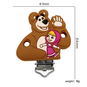 Clip Portaciuccio in Silicone Più Vendute Masha <span class=keywords><strong>e</strong></span> <span class=keywords><strong>Orso</strong></span> Giocattoli Accessorio da Afferrare per Bambini Clip in Metallo per Uso Alimentare - Product Image 6