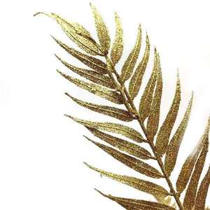 2024, venta al por mayor, decoración de fiesta de Navidad, plantas artificiales personalizadas, simulación de hojas de plástico dorado, hojas de bambú en polvo dorado - Product Image 1