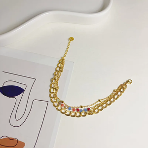 Pulsera de Moda para Mujer, Elaborada con Acero Inoxidable 304 Chapado en Oro de 18K, Galvanoplastia al Vacío, Cadena de Bolas Redondas, Joyería Ovalada - Product Image 2