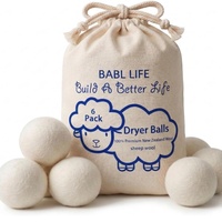 Meilleures marques de boules de séchage en laine, lot de 6 - Alternative 100% naturelle au conditionneur de linge, boules de lavage réutilisables pour sèche-linge