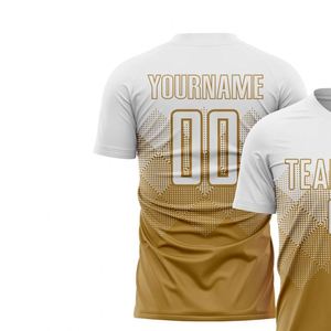 Camiseta de Fútbol de Manga Corta con Degradado Blanco Dorado, Transpirable, Ligera, de Secado Rápido, Ropa Deportiva de Alto Rendimiento para Equipos - Product Image 3