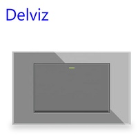 Delviz Panneau d'interrupteur US BR en verre cristal 120mm * 72mm, contrôleur de puissance AC 110V ~ 250V 16A, interrupteur mural à bouton-poussoir 1 gang 2 voies