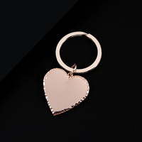 Porte-clés en acier inoxydable Ywyougang en forme de cœur, avec bord perlé, pendentif gravable, style vintage, dessin animé, 4 couleurs, cadeau personnalisé DIY
