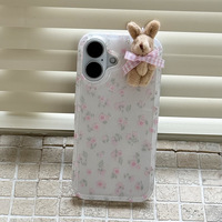 Coque de téléphone portable Ins Crush Flowers Cute Doll Rabbit pour iPhone 17 Air 16 Pro Max, coque arrière antichoc mignonne et tendance