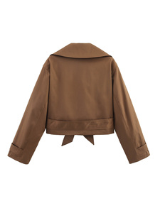Nouveau <span class=keywords><strong>Trench</strong></span>-Coat Court <span class=keywords><strong>Femme</strong></span> 2025 Décontracté Tendance, Style Croisé Rétro Chic - Product Image 2