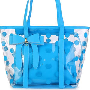 Bolso Tote Transparente <span class=keywords><strong>de</strong></span> PVC con Lazo, Gran Capacidad, Diseño <span class=keywords><strong>de</strong></span> Puntos, con Bolsa Interior, Venta al Por Mayor - Product Image 3