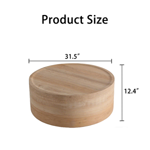 Meja Kopi Bulat 31,5 inci dengan Serat Kayu Alami, Meja Kopi Modern Bentuk Drum untuk Ruang Tamu, Tidak Perlu Perakitan - Product Image 6