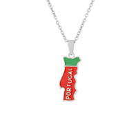 Collier pendentif en acier inoxydable imperméable avec drapeaux de la carte du Portugal, bijoux de mode en gros pour femmes et hommes, vente en gros 2025