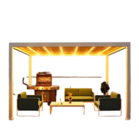 Cuisine extérieure motorisée en aluminium résistante aux intempéries, terrasse, balcon, pergola, jardin, résistante au vent, imperméable, éclairée par LED