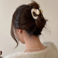 Pinces à cheveux en forme de cœur en acétate, pinces à griffes marbrées, écaille de tortue, perles, accessoires pour cheveux à ressort dorés, vente en gros de pinces à cheveux pour femmes