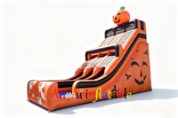 Vente du nouveau toboggan gonflable commercial à double piste sur le thème de la citrouille d'Halloween. Taille personnalisable disponible.