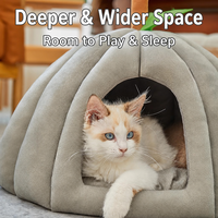 Lit pour chat en forme de citrouille semi-fermé, chaud et douillet pour l'hiver, maison-caverne en peluche ultra douce, nid confortable pour animaux de compagnie d'intérieur, pour chats et petits chiens, OEM ODM