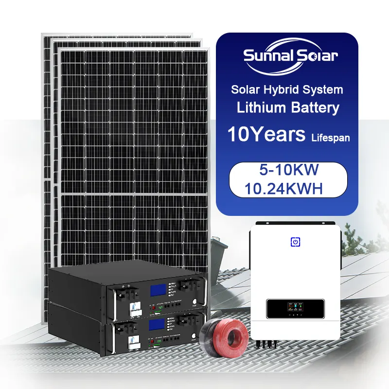 Kit de système de secours d'énergie solaire hybride 48 volts triphasé 1kW 2kW 3 kW 5kW 6 kW 7kW 8kW MPPT hors réseau