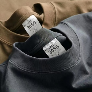 T-shirt de haute qualité 305g, poids lourd, logo personnalisé, streetwear pour hommes, 100% coton, t-shirts vierges en gros, décontractés, multicolores - Product Image 2