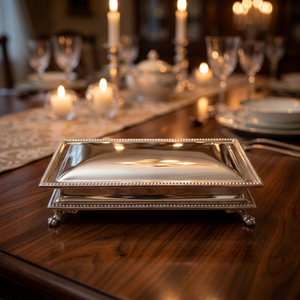 Plateau de service rectangulaire classique en laiton plaqué argent The Ideas Inc - Product Image 1