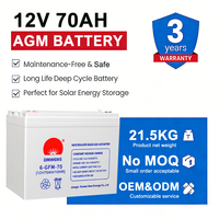 Batterie AGM au plomb sans entretien à décharge profonde 12V 70Ah 150Ah 200Ah, garantie 3 ans, pour stockage d'énergie solaire, onduleurs et voiturettes de golf