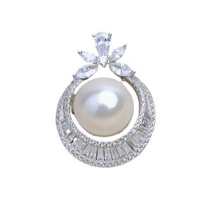 จี้เงินแท้ชุบทองคำขาว S925 ยี่ห้อ Wenchi สำหรับทำเครื่องประดับ DIY แบบมีฐานรองไข่มุก ขนาด 13-14 มม. รุ่น 13867 - Product Image 5