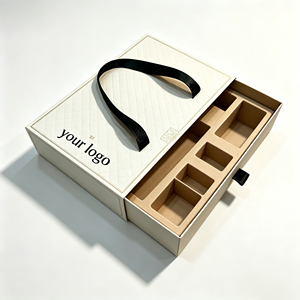 Custom Logo Rigid Paper <b>Drawer</b> Gift Box with <b>Insert</b> & Handle - Eco-friendly Ivory Board Packaging for Cosmetic OEM Wholesale - Product Image 1