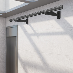 Wall Mounted <b>Clothes</b> Drying <b>Rack</b> Single Bar Fixed Indoor Balcony Hanging Rod Folding Concealed Design BZ350S - Product Image 4