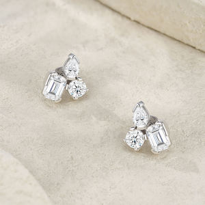 New Best <b>Top</b> Selling Natural Luxury Women's Emerald Cut Diamond <b>Earrings</b> 18K Solid Gold Plated Customizable High Grade Bulk - Product Image 3