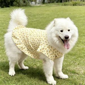 Vestido de Princesa de Poliéster Transpirable con Estampado para Perros Grandes, Chaleco con Mangas Volantes Finas, Ropa para Mascotas, Primavera/Otoño - Product Image 3