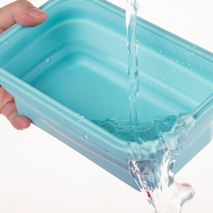 BPA miễn phí Silicone hình chữ nhật trái cây salad Bát đóng mở lò vi sóng an toàn thực phẩm lưu trữ container chịu nhiệt có thể gập lại Hộp Ăn Trưa - Product Image 5