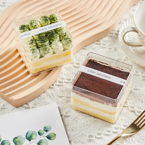 WHR alta calidad forma cuadrada claro desechable mini vasos de postre de plástico Tiramisú postre pastel contenedor de comida - Product Image 5