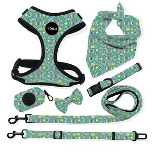 Ensemble de harnais pour chien à la mode en gros, ensemble de laisse et de nœud papillon de luxe pour animaux de compagnie, harnais pour chien réglable, design personnalisé - Product Image 5