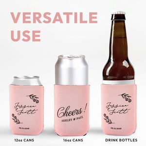 Personalized Wedding Can Cooler, Floral Wedding <b>Initials</b> Can Cooler, Flower Theme Garden Wedding, Beer Huggers - Product Image 3