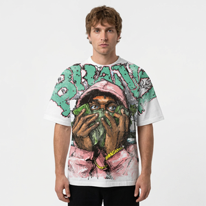 <b>Men's</b> Formal T-Shirt Oversized Short Sleeve 100% Cotton <b>Turtleneck</b> Silk Screen Printed Pattern Regular Fit Front Logo - Product Image 6