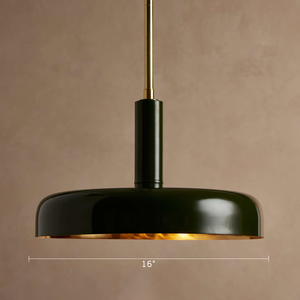 Lampada a Sospensione LED Industriale Mid-century, Stile Americano Moderno Retrò, Verde Scuro Circolare, per Sala da Pranzo - Product Image 2