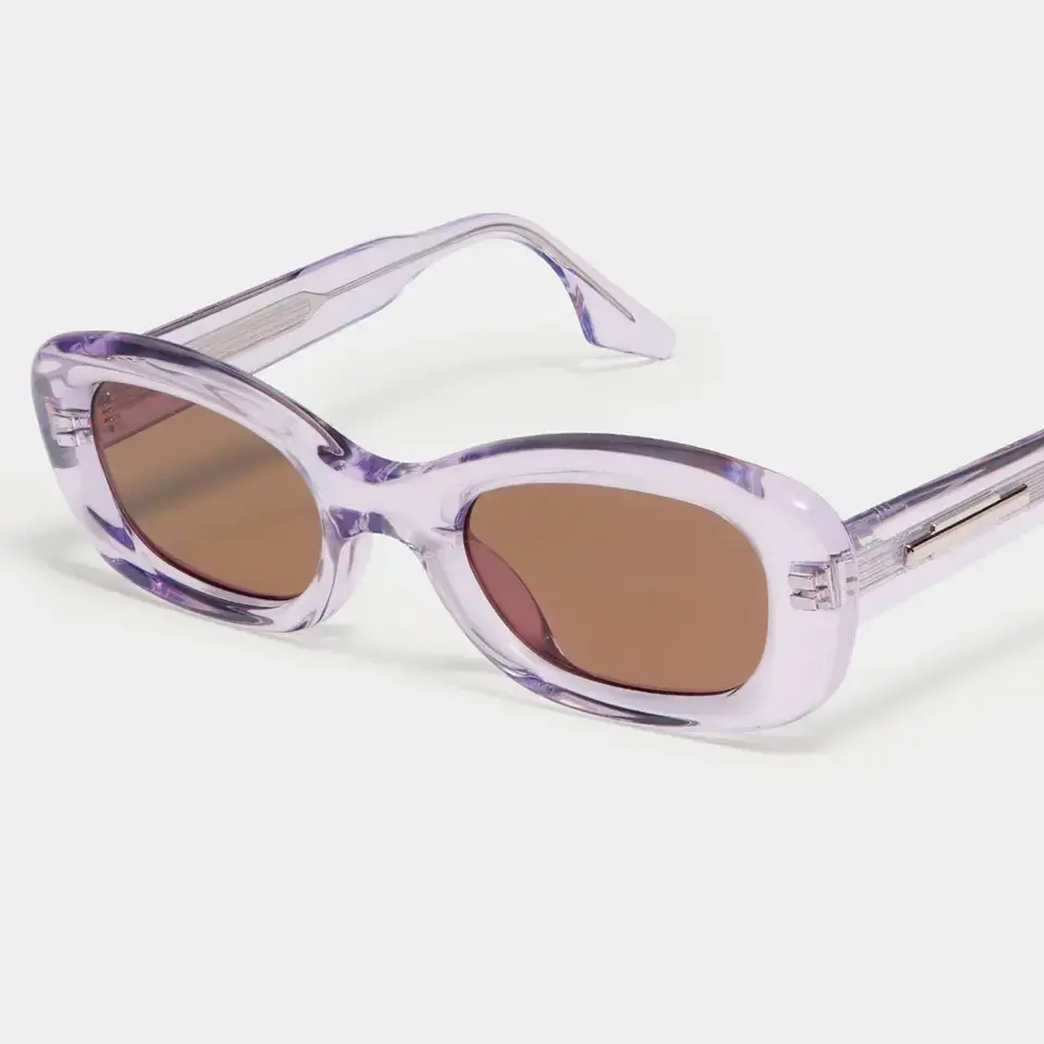Kacamata Hitam Bingkai Asetat Ungu UV400 Anti Sinar Nilon Modern Mode