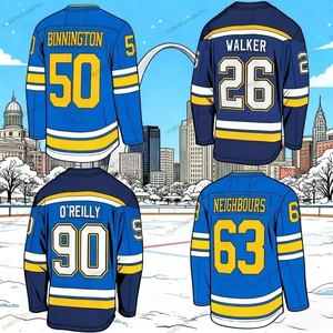 Nuova maglia cucita da Hockey St. Louis blu #63 <span class=keywords><strong>Jake</strong></span> neighbors #50 maglia Binnington uniforme da Hockey - Product Image 1
