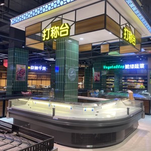 Comptoir d'affichage réfrigéré de taille personnalisée refroidisseur ouvert équipements de réfrigération à température unique pour <span class=keywords><strong>boucherie</strong></span> et <span class=keywords><strong>boucherie</strong></span> - Product Image 2