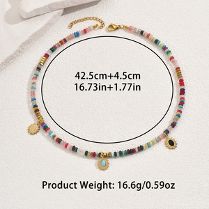 Collar de Cuentas Geométricas con Incrustaciones de Piedras Preciosas Multicolores, Joyería de Moda Hecha a Mano, Accesorio para Mujer, Diseño en Forma de U, XL5612 - Product Image 4