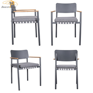 Muebles de aluminio para exteriores para restaurante, silla de café para Bar, silla de comedor de jardín con <span class=keywords><strong>respaldo</strong></span> <span class=keywords><strong>alto</strong></span> negro para <span class=keywords><strong>terraza</strong></span> de Villa - Product Image 5