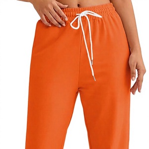 Pantalones Deportivos de Algodón Naranja para Mujer, Corte Recto, Ajuste Personalizado, Cintura con Cordón, Casuales, Largos, Cintura Media, Color Sólido, Ropa de Invierno - Product Image 5